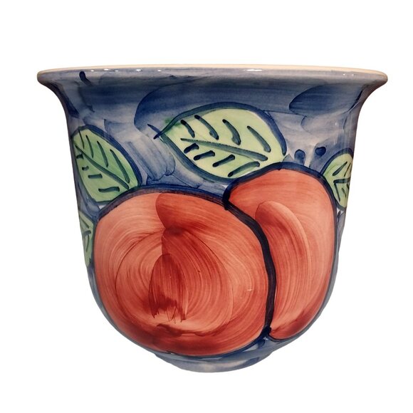 Vintage Secla Portugal Ceramic Pottery Bowl Planter Flower Pot Fruit Motif - Picture 3 of 7